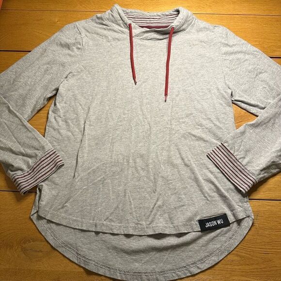 Jason Wu For EvaAir Pullover Mock Neck Gray Sweatshirt Long Sleeves Size Medium - Picture 1 of 7